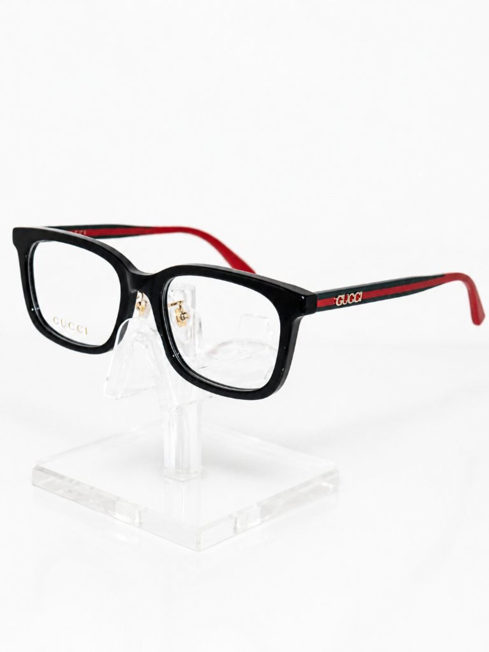 New Gucci Unisex Black & Red Square Eyeglasses 50-17-135 Designer Frames